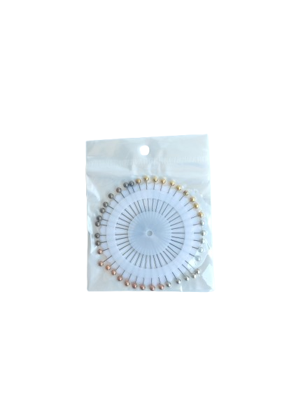 Set of pins in a clear plastic package on a white background